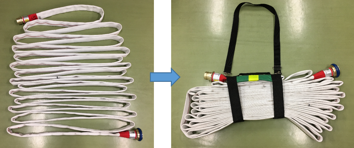 消防ホースの収納方法 中濃消防組合